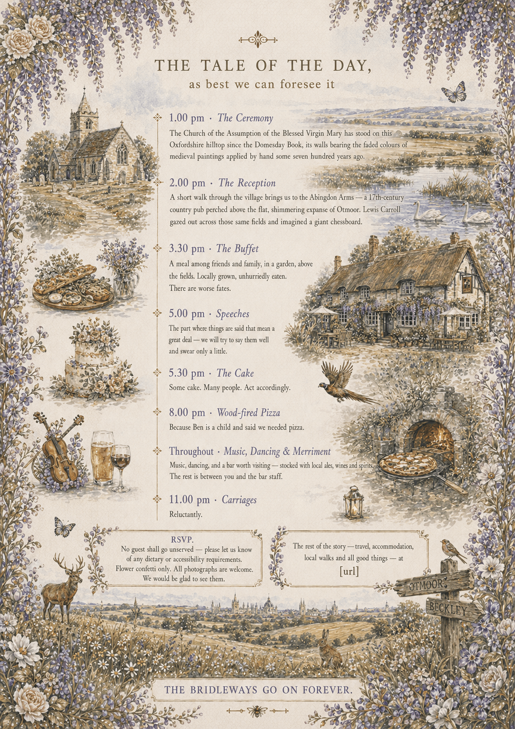 The tale of the day – wedding programme illustration